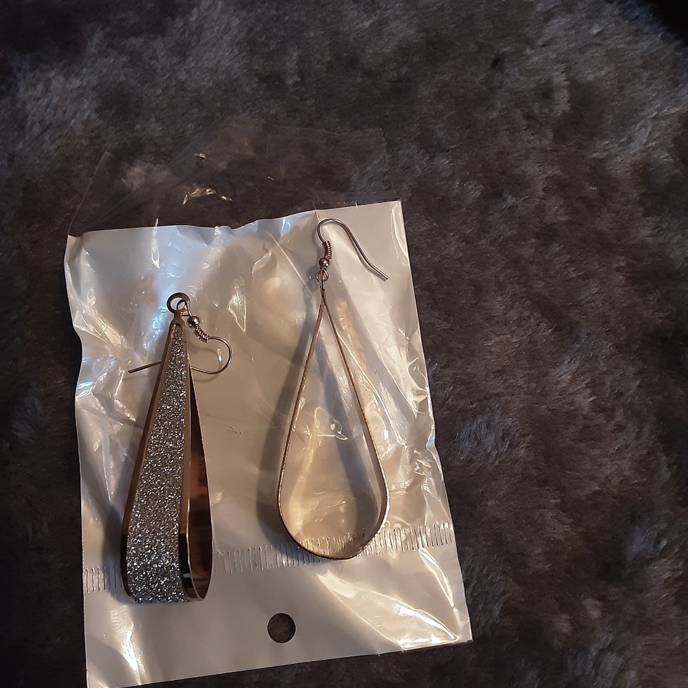 Gold tone hoops with faux diamond dust